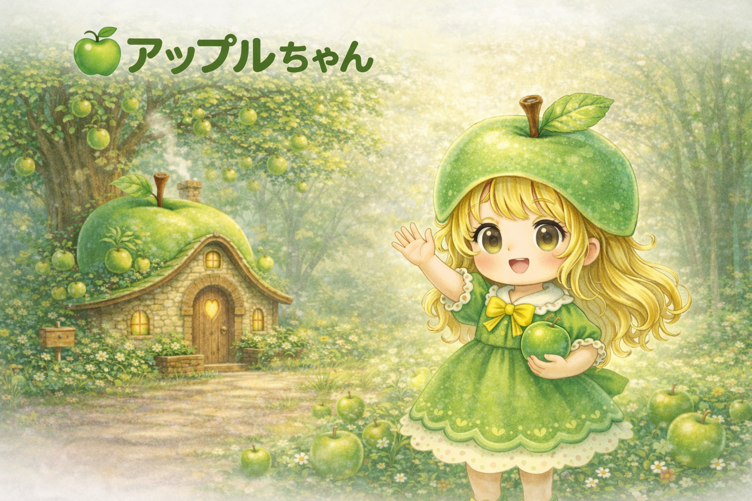 アップルちゃんの森のイラスト